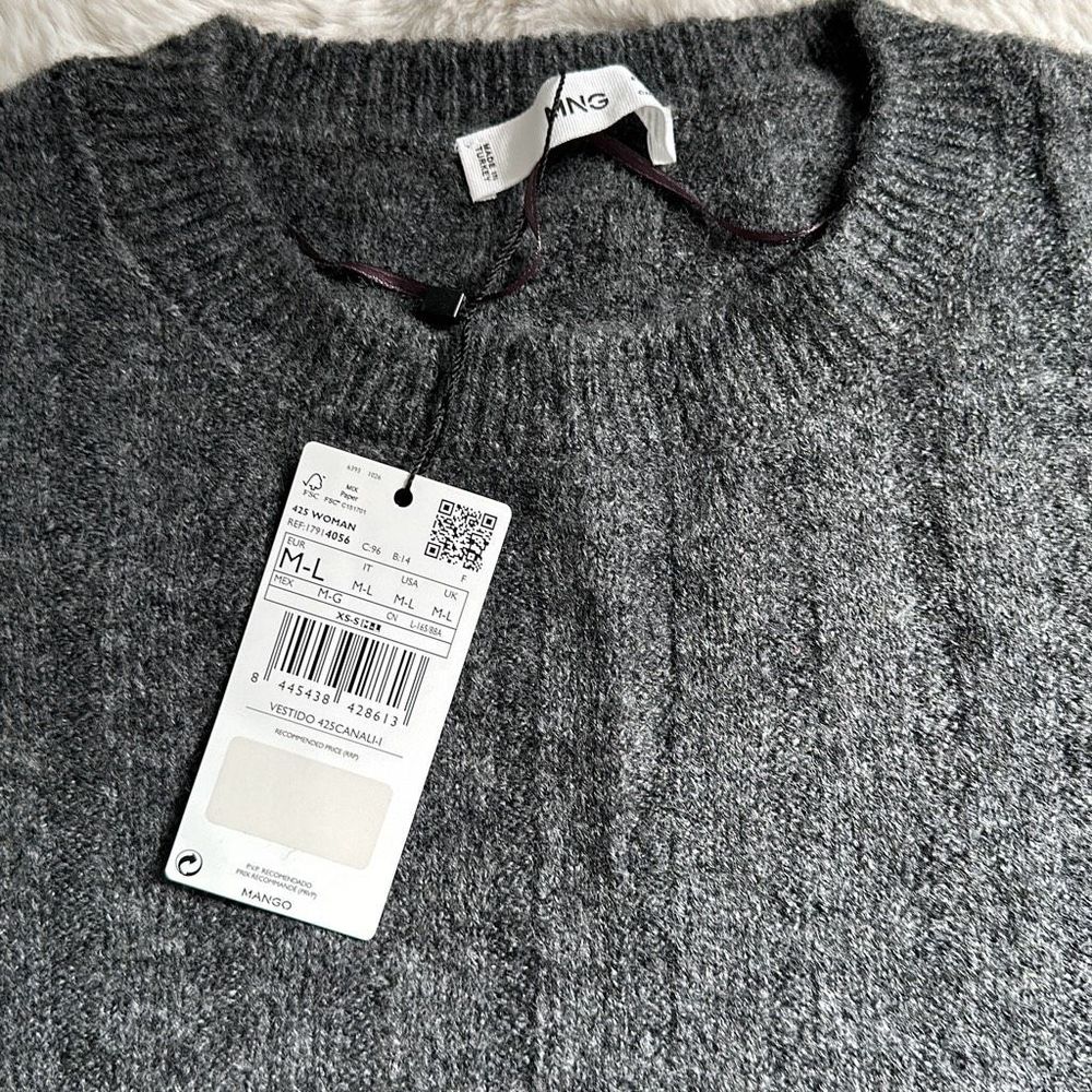 Mango Sweater Dress Charcoal Size M/L - Picture 7 of 9
